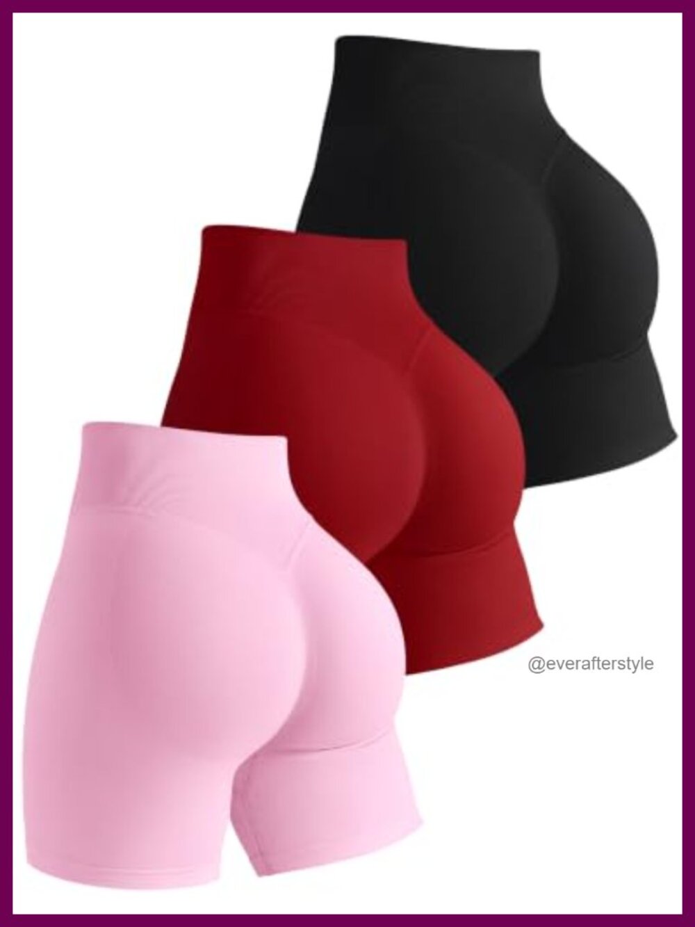 Womens Seamless Scrunch Butt Gym Shorts 3-Pack High Waist Biker Shorts
